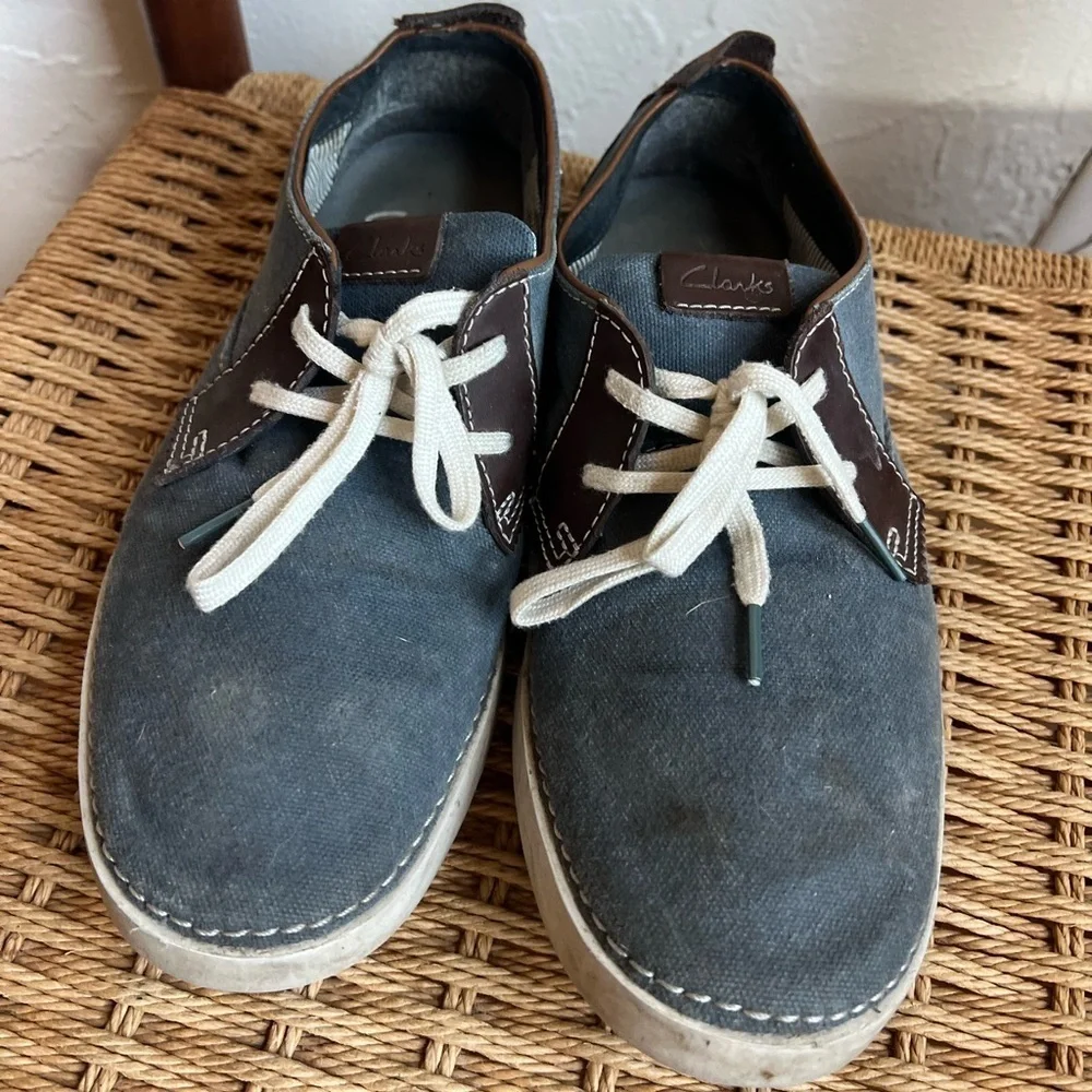 Clarks Collection Men’s Shoes – Size 9.5 – Soft Cushion Ortholite – Blue/Brown